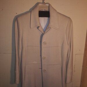 Liz Claibo Cream White Elegant Button-up Fancy Mixed Cashmere Jacket Coat